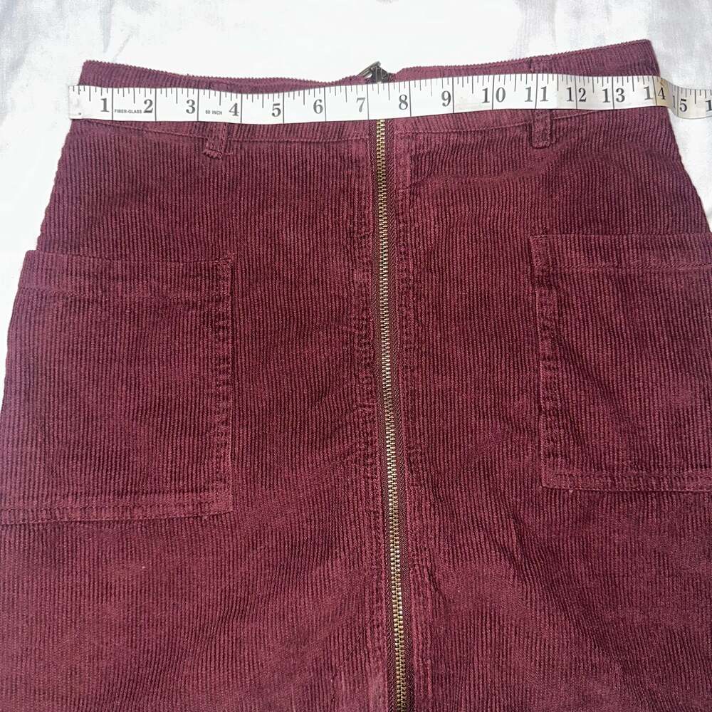 Altar'd State Burgundy Y2k Front-Zip Corduroy Mini Skirt Cottagecore Pockets-S - Picture 4 of 6
